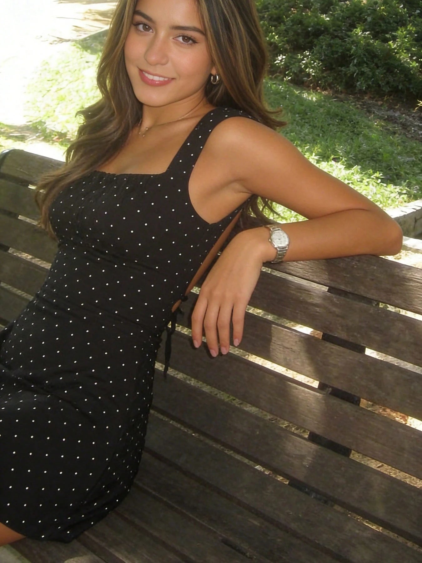 Black Polka Dot Backless Tie Strap Mini Dress Elegant Pink, French Girl Style Party Summer