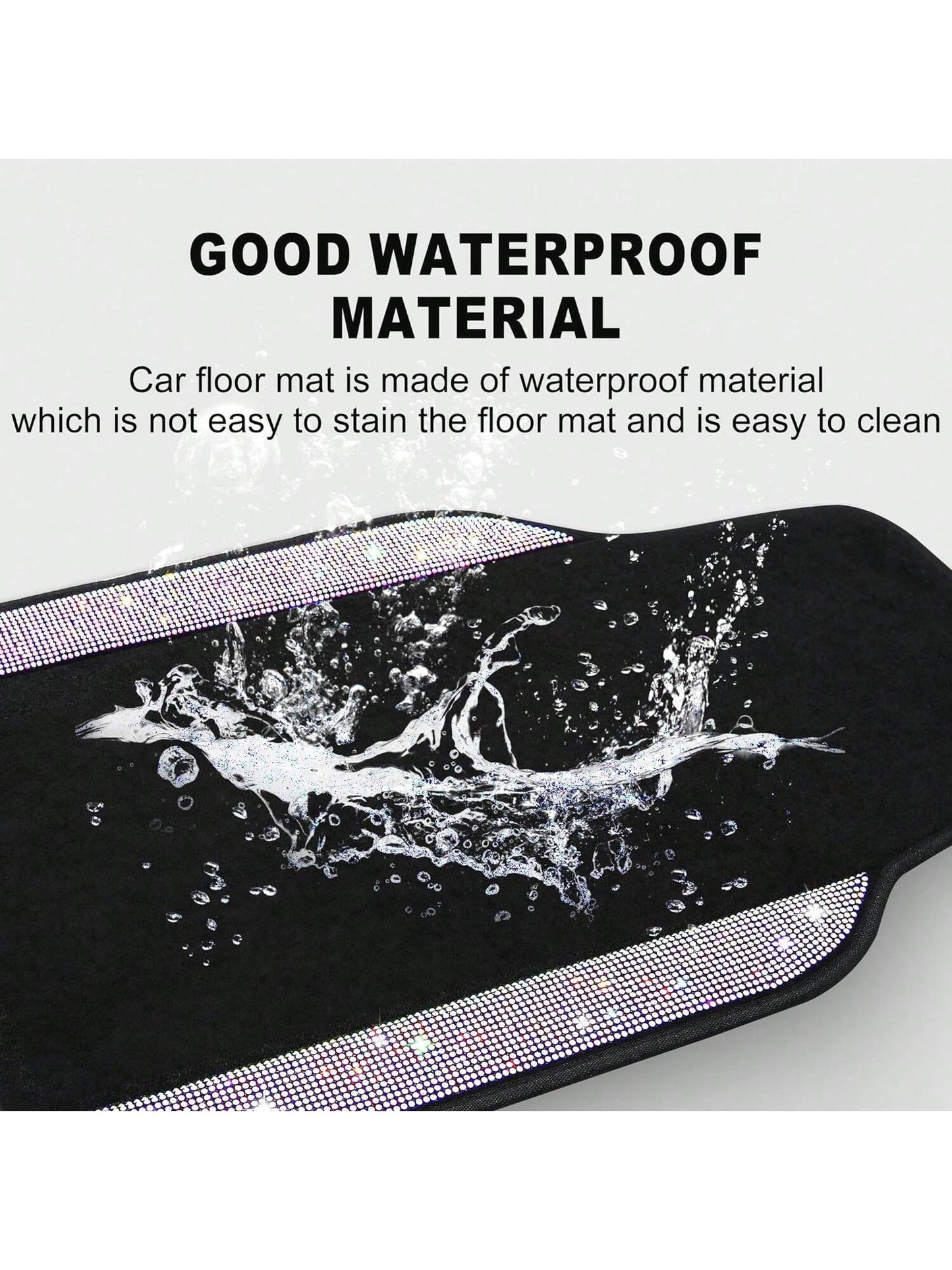 Bling Car Floor Mats Full Set, Universal Fit Most Cars,SUV, Trucks, 4 Pcs Sparkle Glitter Diamond Carpet For Women Girls With Anti-Slip Pad