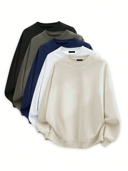 Blueplus Men's Fashionable Long-Sleeved Sweatshirt, Comfortable And Versatile, 1pc Carefully Crafted Street Fashion, The Best Choice For Men In Autumn And Winter