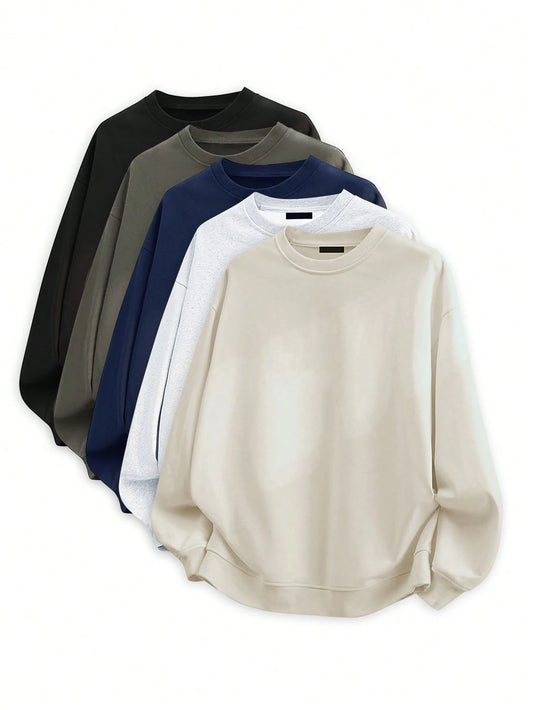 Blueplus Men's Fashionable Long-Sleeved Sweatshirt, Comfortable And Versatile, 1pc Carefully Crafted Street Fashion, The Best Choice For Men In Autumn And Winter