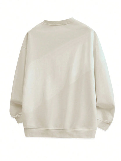 Blueplus Men's Fashionable Long-Sleeved Sweatshirt, Comfortable And Versatile, 1pc Carefully Crafted Street Fashion, The Best Choice For Men In Autumn And Winter