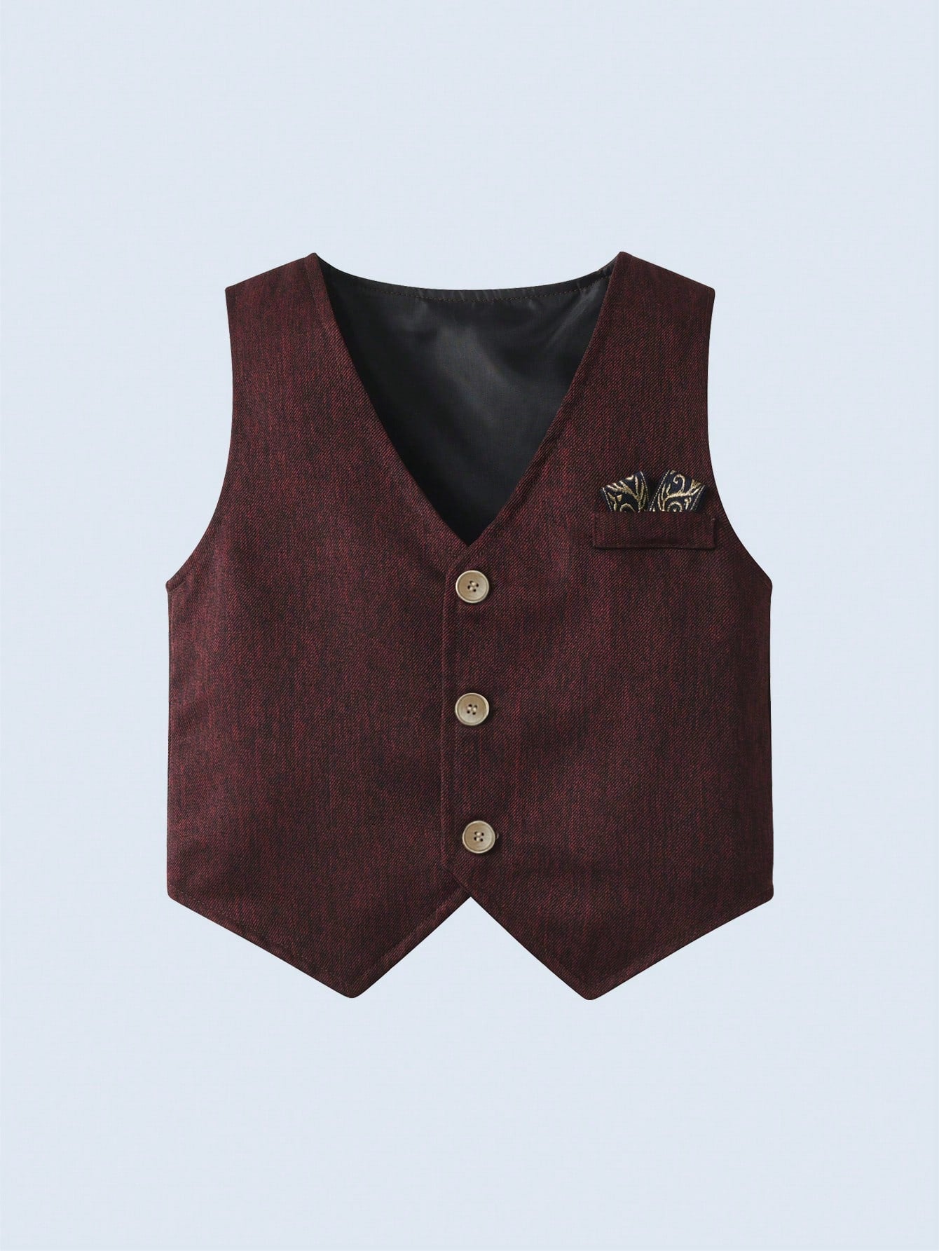 BOARNSEORL 3pcs Baby Boys Gentleman Outfit Set: White Long Sleeve Shirt With Bow Tie, Burgundy Vest, And Pants, Fashionable & Elegant For Birthday Party, Wedding, Formal Events