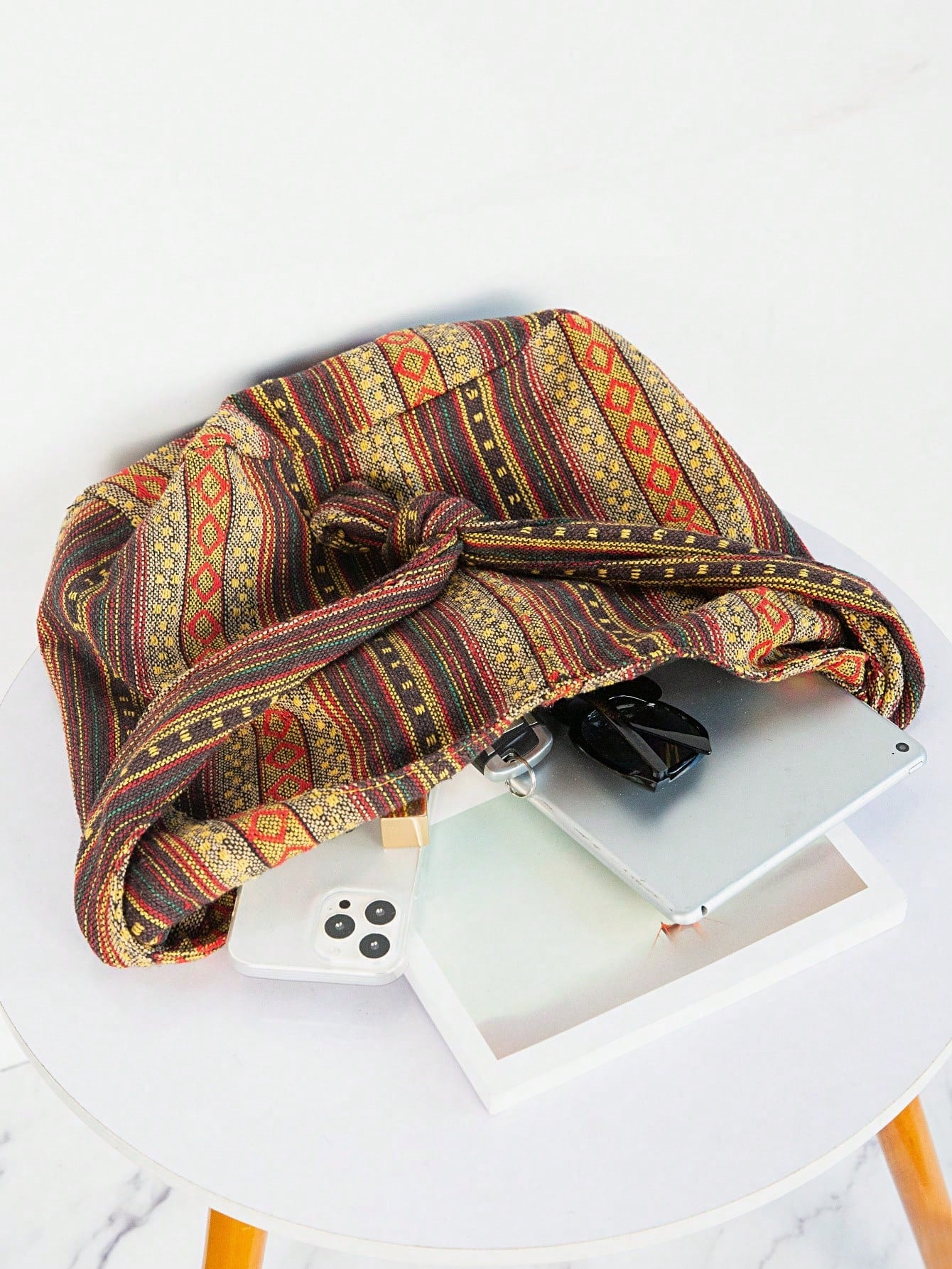 Bohemian Style Portable Bag, Large Travel Bag, Women's Designer Shoulder Bag, Portable Linen Bag, Canvas Crossbody Bag, Bohemian Style Women Clothing