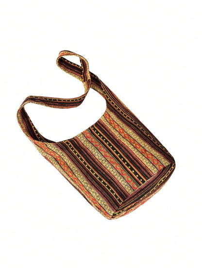 Bohemian Style Portable Bag, Large Travel Bag, Women's Designer Shoulder Bag, Portable Linen Bag, Canvas Crossbody Bag, Bohemian Style Women Clothing
