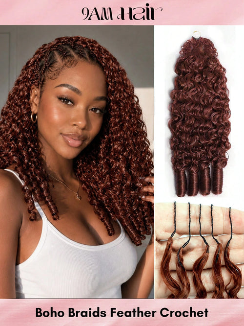 Boho Braids S33 Burmese Curly Unfelt Wig Crochet Human Hair Extensions Feather Crochet Hair For Miracle Knots Soft Fluffy Texture Lightweight Natural Looking Easy Installation Time Saving Styling Reus