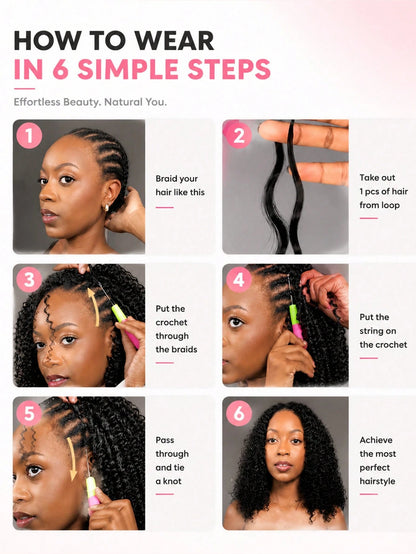 Boho Braids S33 Burmese Curly Unfelt Wig Crochet Human Hair Extensions Feather Crochet Hair For Miracle Knots Soft Fluffy Texture Lightweight Natural Looking Easy Installation Time Saving Styling Reus