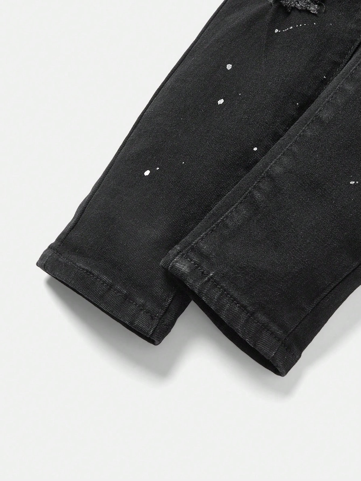 Bolty New Vintage Young Boy Fashion Casual Soft Splatter Paint Ripped Frayed Skinny Black Jeans Fall Winter,Casual And Versatile Fall/Winter Dailywear And Streetwear, Christmas, New Year,Thanksg