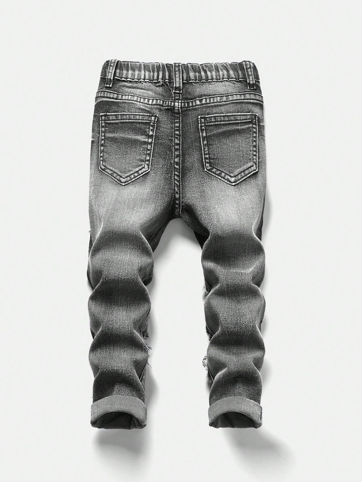 Bolty New Vintage Young Boy Fashion Casual Soft Splatter Paint Ripped Frayed Skinny Black Jeans Fall Winter,Casual And Versatile Fall/Winter Dailywear And Streetwear, Christmas, New Year,Thanksg