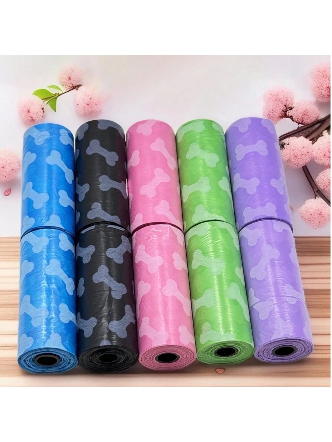 Bone Pattern Pet Waste Bags, Portable Pet Poop Bags, Thick & Odor-Proof, Suitable For Indoor & Outdoor Cat/Dog Waste Cleaning, Random Colors, 75/150/300pcs/Pack