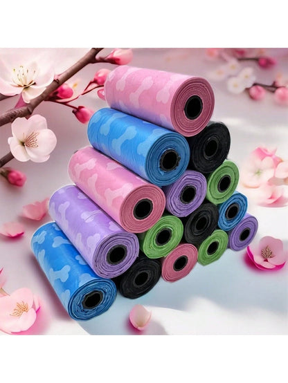 Bone Pattern Pet Waste Bags, Portable Pet Poop Bags, Thick & Odor-Proof, Suitable For Indoor & Outdoor Cat/Dog Waste Cleaning, Random Colors, 75/150/300pcs/Pack