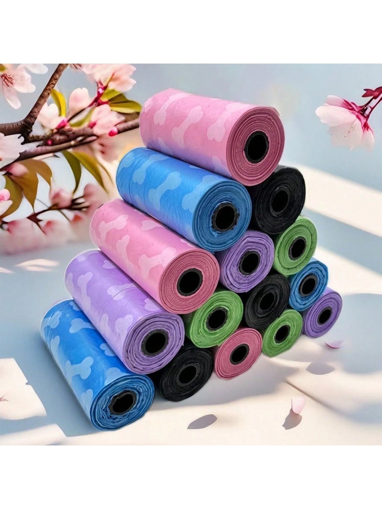 Bone Pattern Pet Waste Bags, Portable Pet Poop Bags, Thick & Odor-Proof, Suitable For Indoor & Outdoor Cat/Dog Waste Cleaning, Random Colors, 75/150/300pcs/Pack