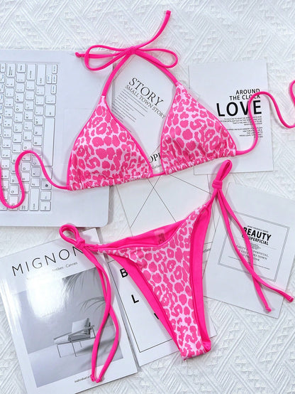 Bonvoyette 2025 Leopard Print Bikini Set (Print Randomly)