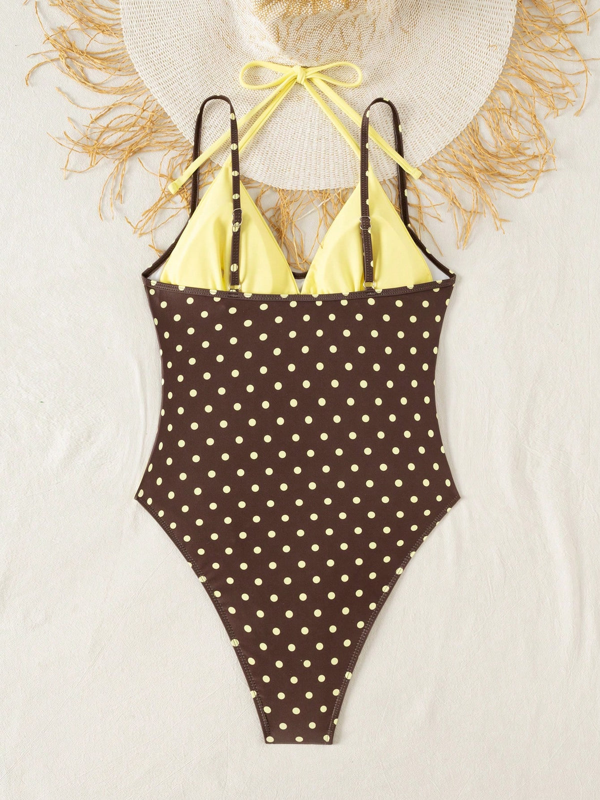 Bonvoyette Women's One-Piece Swimsuit, Knit Holiday Outfit, Holiday Party, Beach, New Year, Graduation Ceremony, Classic Color, Sexy Beach Pool Party, Polka Dot Print, Winter Christmas, One-Piece Swim