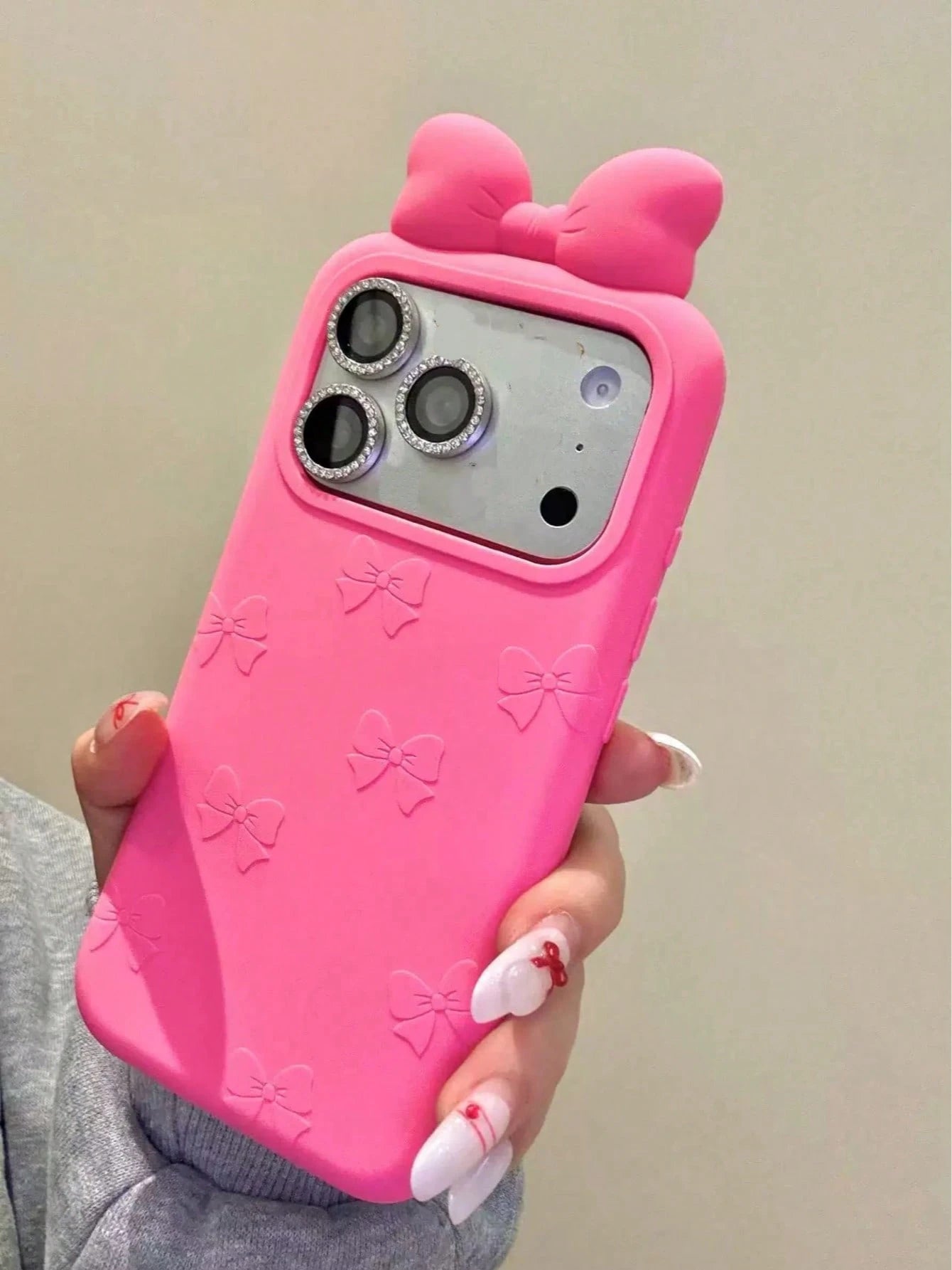 Bowknot Element Silicone White Novelty Soft Silicone White Bowknot Novelty Bow-Knot Korean Ins Style White Bow Soft Silicone Phone Case Compatible With Iphone 17, 16 Pro Max, Compatible With Iphone 15