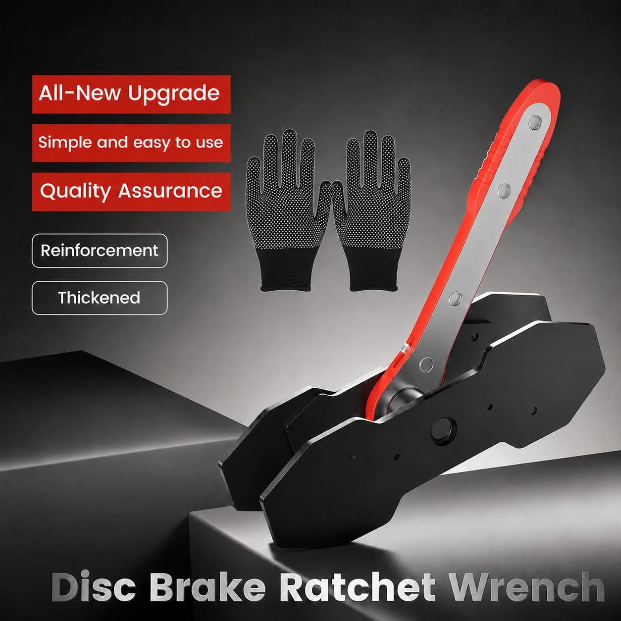 Brake Caliper Compression Tool With Work Gloves, 360° Ratcheting Caliper Piston Compressor, Brake Caliper Press Tool With Steel Plates And Hooks For Cars, SUVs And Light Trucks