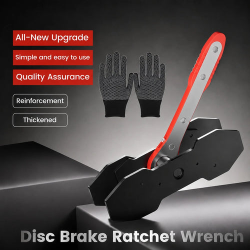 Brake Caliper Compression Tool With Work Gloves, 360° Ratcheting Caliper Piston Compressor, Brake Caliper Press Tool With Steel Plates And Hooks For Cars, SUVs And Light Trucks