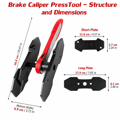Brake Caliper Compression Tool With Work Gloves, 360° Ratcheting Caliper Piston Compressor, Brake Caliper Press Tool With Steel Plates And Hooks For Cars, SUVs And Light Trucks