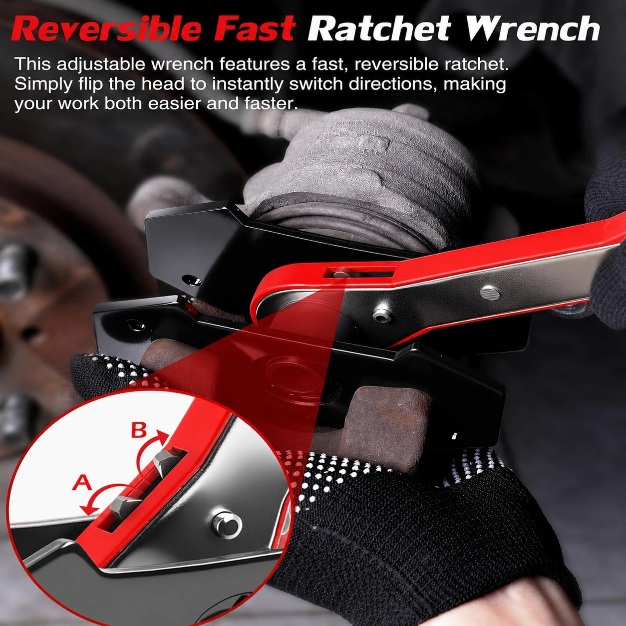 Brake Caliper Compression Tool With Work Gloves, 360° Ratcheting Caliper Piston Compressor, Brake Caliper Press Tool With Steel Plates And Hooks For Cars, SUVs And Light Trucks