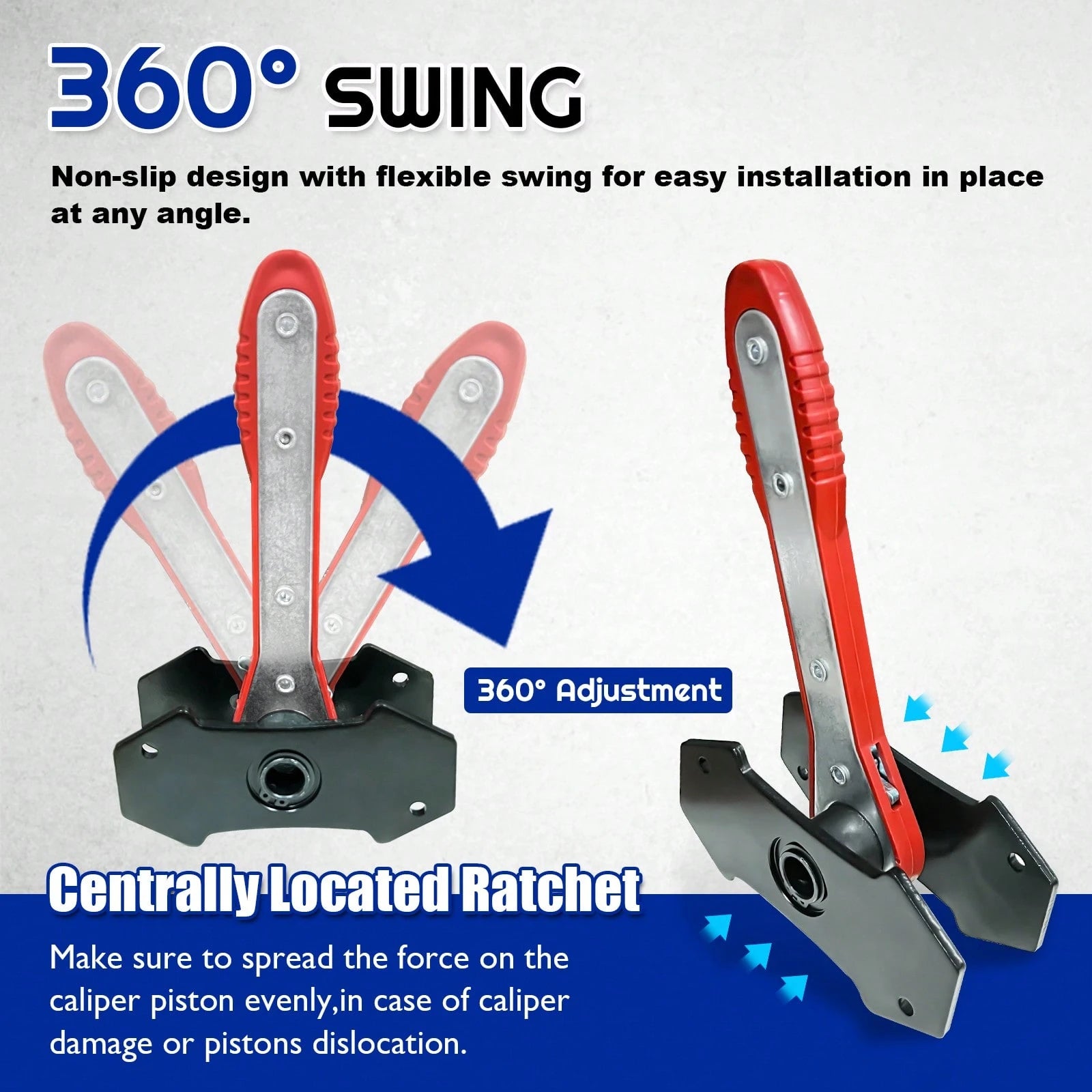 Brake Caliper Compression Tool,Caliper Piston Compressor Tool With Extra 2PCS Large Plates 1.57"-2.95" For 1,2,4,6 Piston Disc Brake Pad Spreader,Automotive Tools With 2 Caliper Hangers,Red