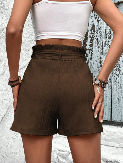 Breezaya Paperbag Waist Belted Wide Leg Shorts