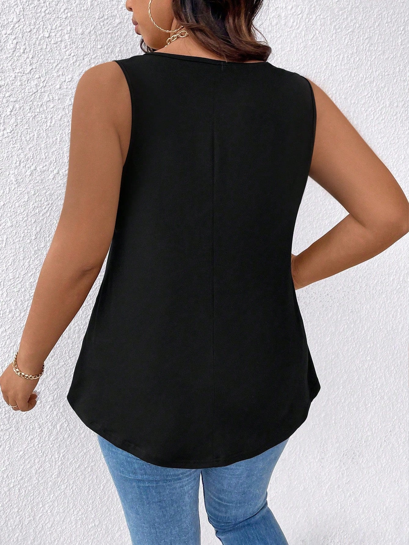 Breezaya Plus Size Women Solid Color V-Neck Casual Tank Top For Summer