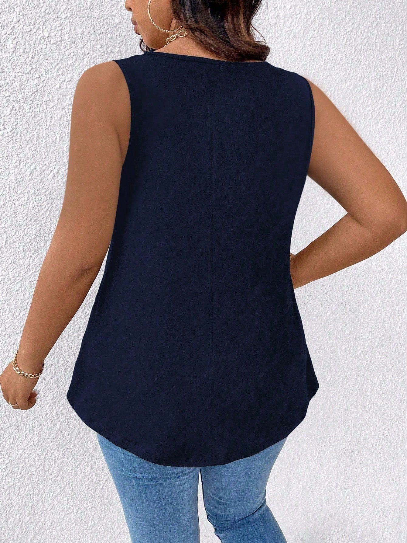 Breezaya Plus Size Women Solid Color V-Neck Casual Tank Top For Summer