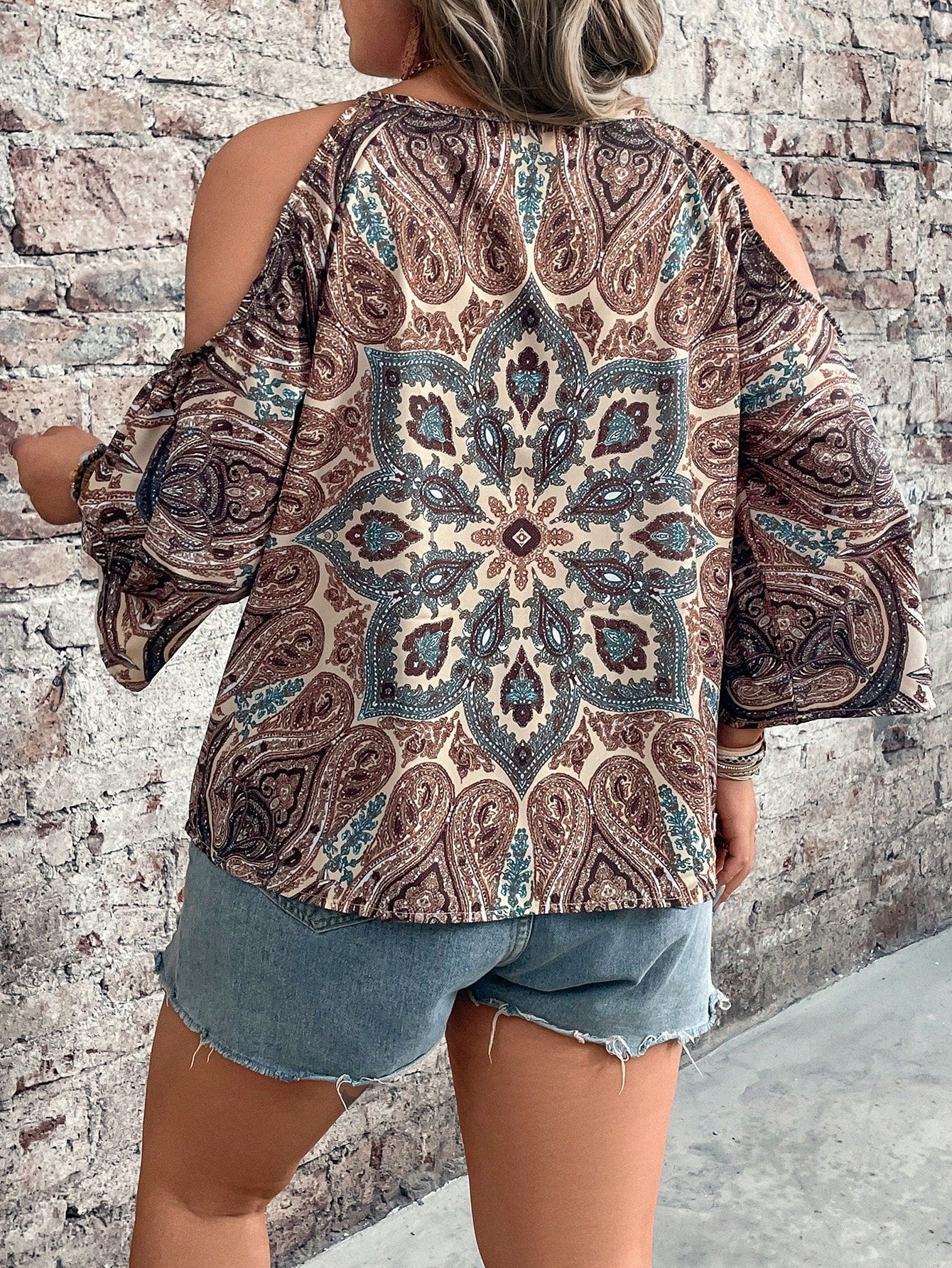 Breezaya Women Open Shoulder Casual Vacation Long Shirt Blouse