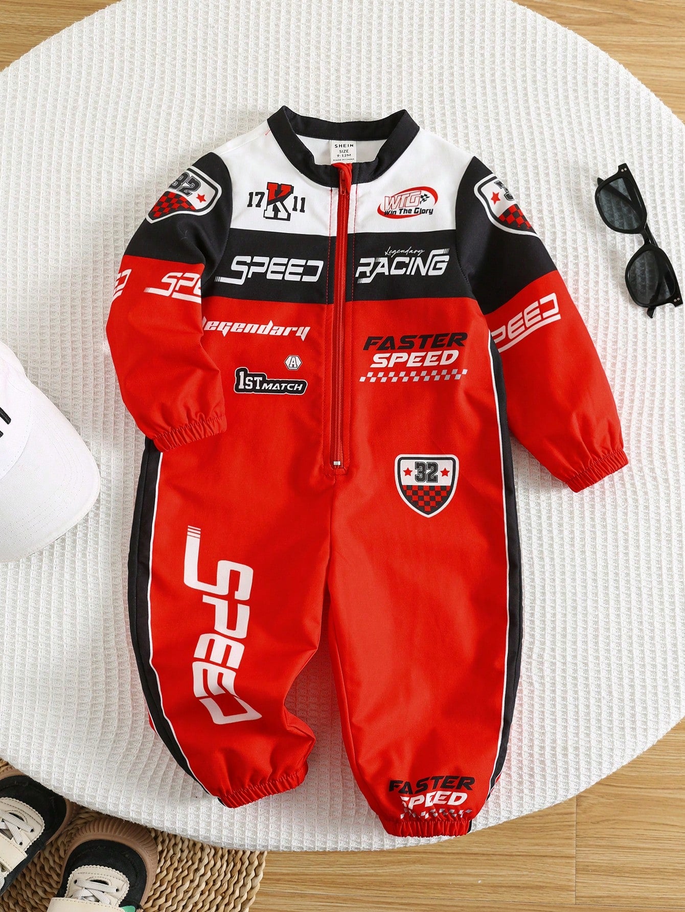 Bubblio Red And Black Summer Street Life Casual Graphic Street Fashion Vacation Motorcycle Racing Jumpsuit Outfit,Cute Funny Sports Street Chic All-Match