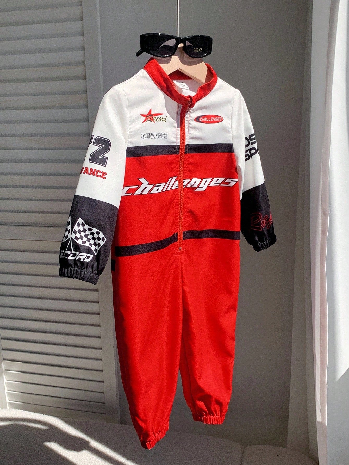 Bubblio Red And Black Summer Street Life Casual Graphic Street Fashion Vacation Motorcycle Racing Jumpsuit Outfit,Cute Funny Sports Street Chic All-Match