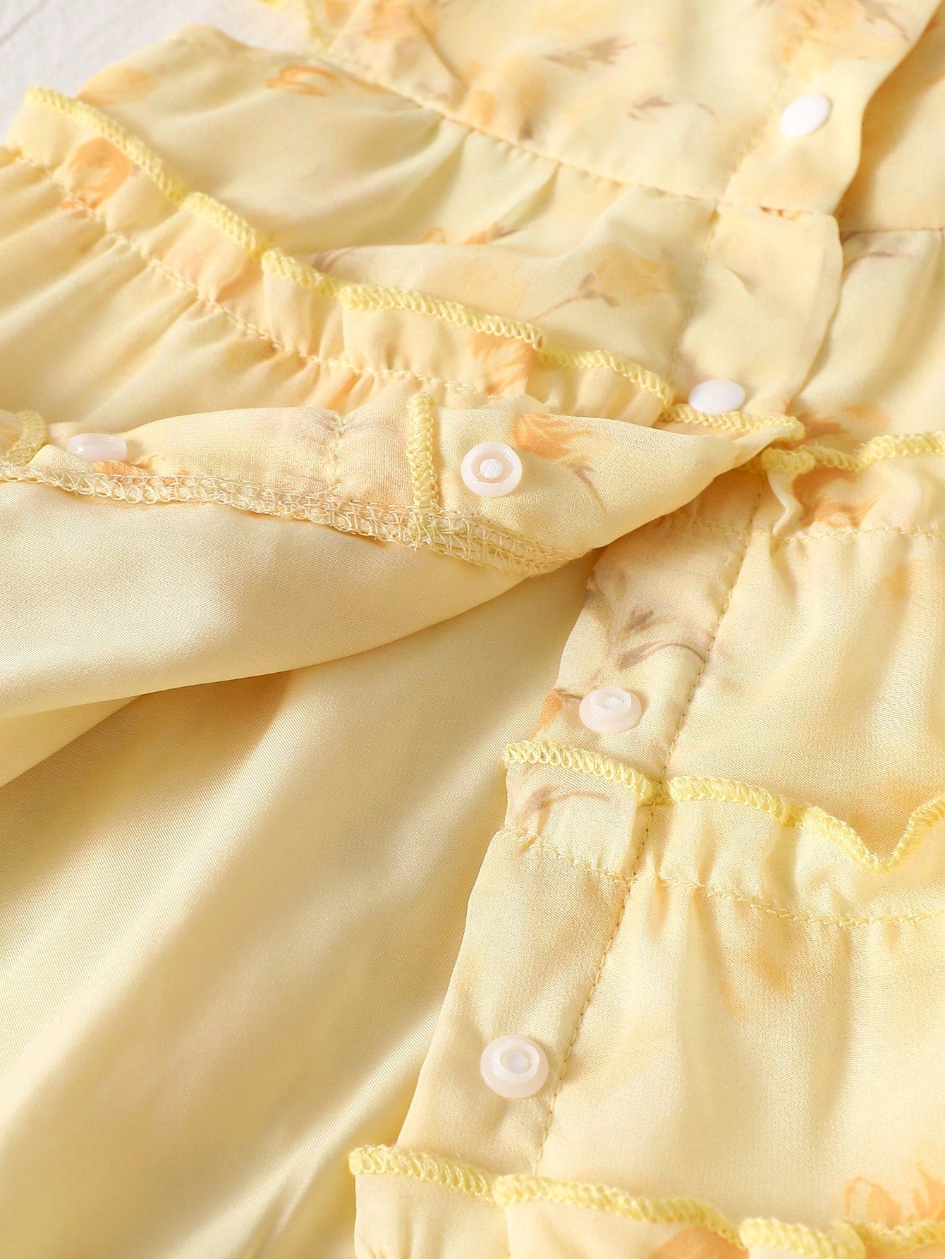 Butter Yellow Newborn Baby Girls' Summer Floral Chiffon Dress Cute Baby Shower Gift Ruffle Cake Skirt Flutter Sleeve 0-9 Months Wedding Party Cute