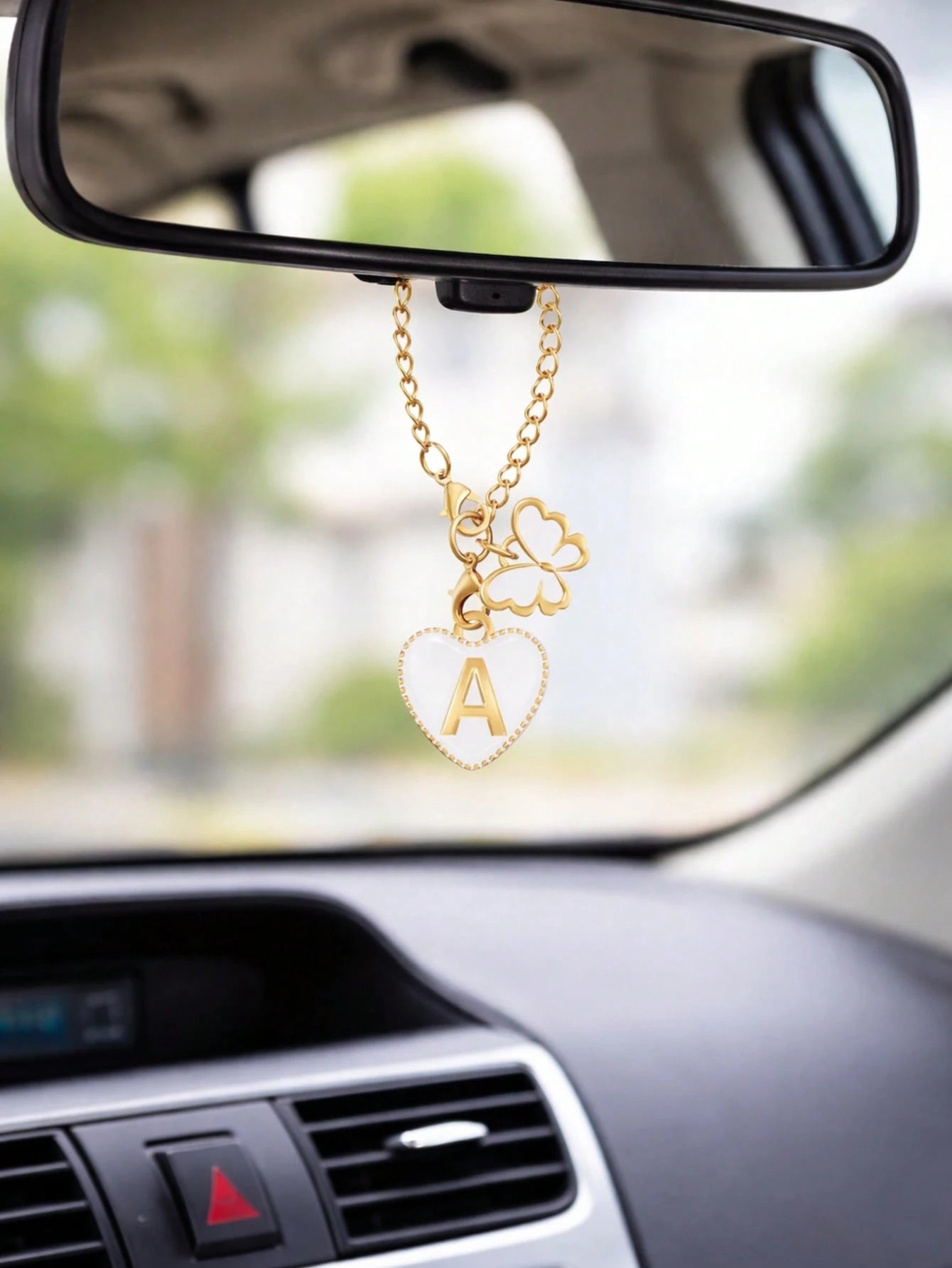 Butterfly, Letter And Heart Shaped Steering Wheel Decor, Cute Pendant Car Interior Decoration, With Adjustable Chain And Lobster Clasp, Suitable For Steering Wheel, Rearview Mirror, Cup Holder, Keycha
