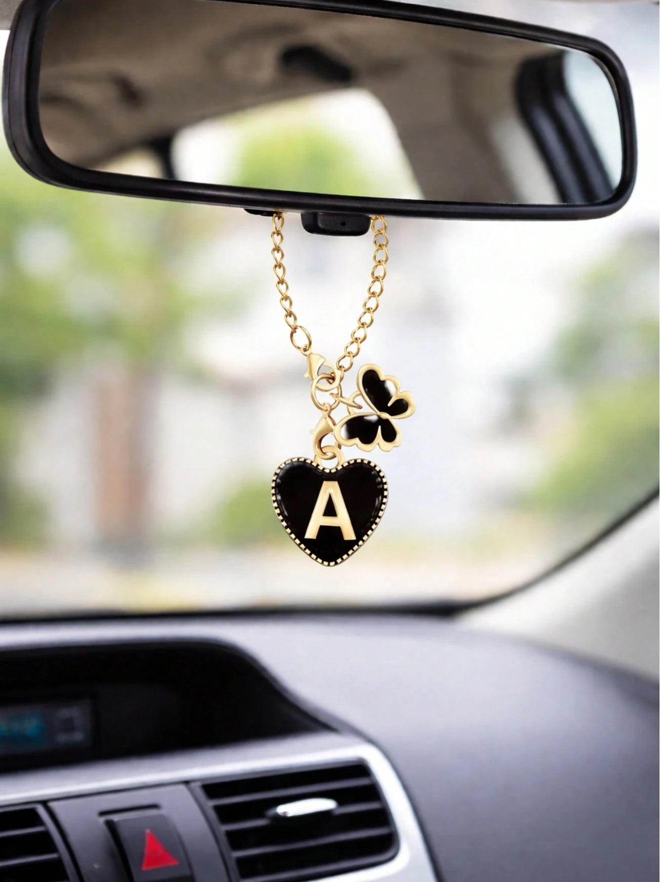 Butterfly, Letter And Heart Shaped Steering Wheel Decor, Cute Pendant Car Interior Decoration, With Adjustable Chain And Lobster Clasp, Suitable For Steering Wheel, Rearview Mirror, Cup Holder, Keycha