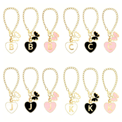 Butterfly, Letter And Heart Shaped Steering Wheel Decor, Cute Pendant Car Interior Decoration, With Adjustable Chain And Lobster Clasp, Suitable For Steering Wheel, Rearview Mirror, Cup Holder, Keycha