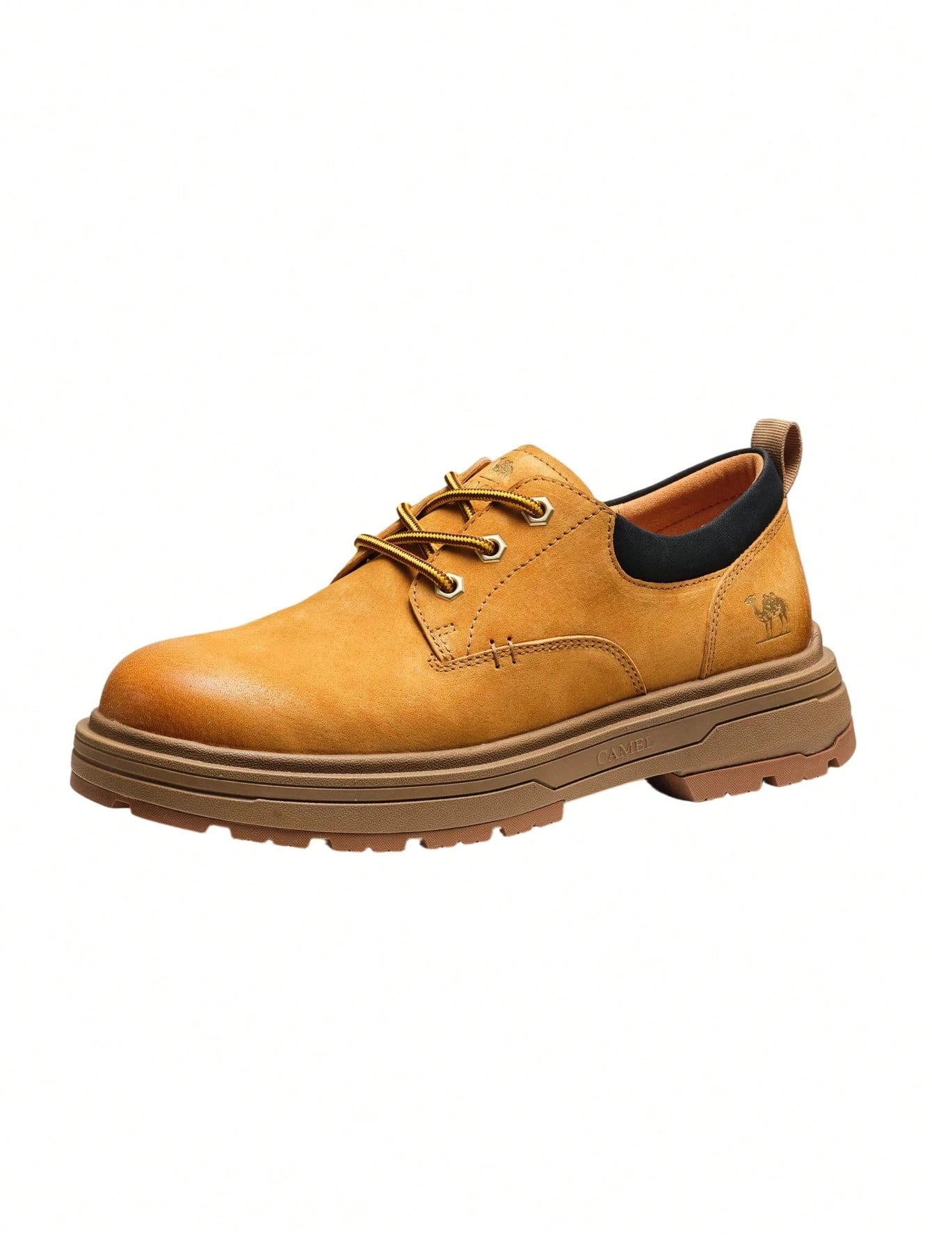 CAMEL CROWN New Men's Casual Leather Shoes: Retro-Style, Fashionable, Thick-Soled, Low-Top, Lace-Up Utility/Work Shoes