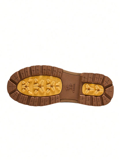 CAMEL CROWN New Men's Casual Leather Shoes: Retro-Style, Fashionable, Thick-Soled, Low-Top, Lace-Up Utility/Work Shoes