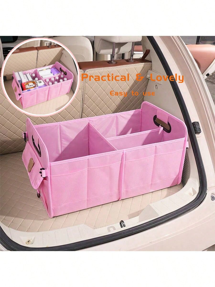 Car Accessories Interior| 1pc Foldable Car Trunk Storage Organizer With Handle, Fits Most Vehicles To Keep Trunks Tidy- Car Accessories For Women