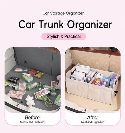 Car Accessories Interior| 1pc Foldable Car Trunk Storage Organizer With Handle, Fits Most Vehicles To Keep Trunks Tidy- Car Accessories For Women