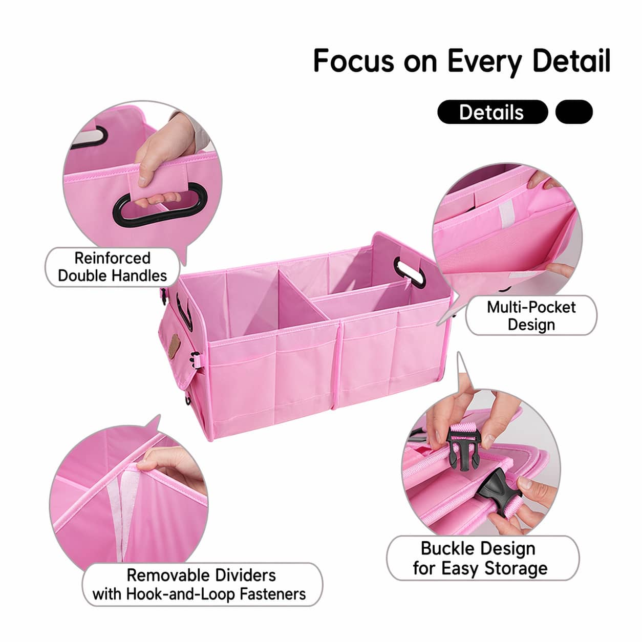 Car Accessories Interior| 1pc Foldable Car Trunk Storage Organizer With Handle, Fits Most Vehicles To Keep Trunks Tidy- Car Accessories For Women