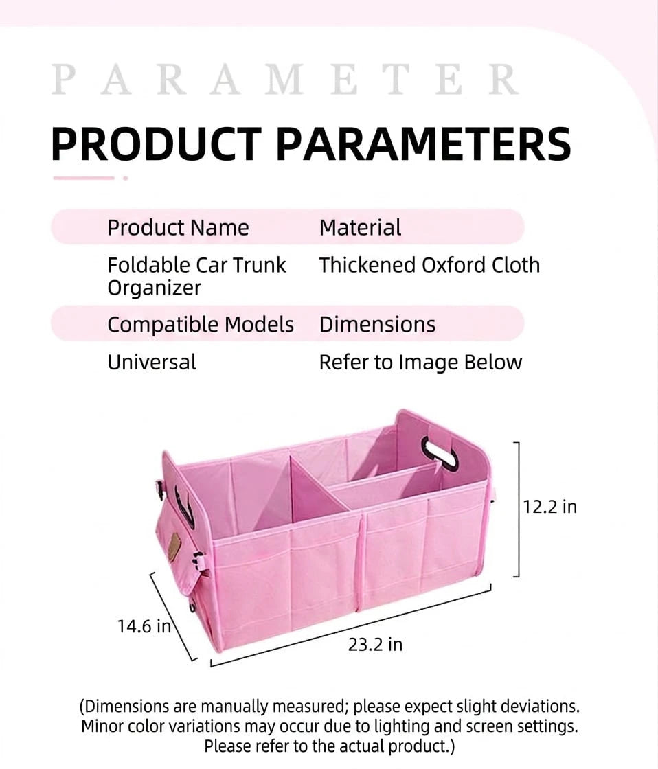 Car Accessories Interior| 1pc Foldable Car Trunk Storage Organizer With Handle, Fits Most Vehicles To Keep Trunks Tidy- Car Accessories For Women