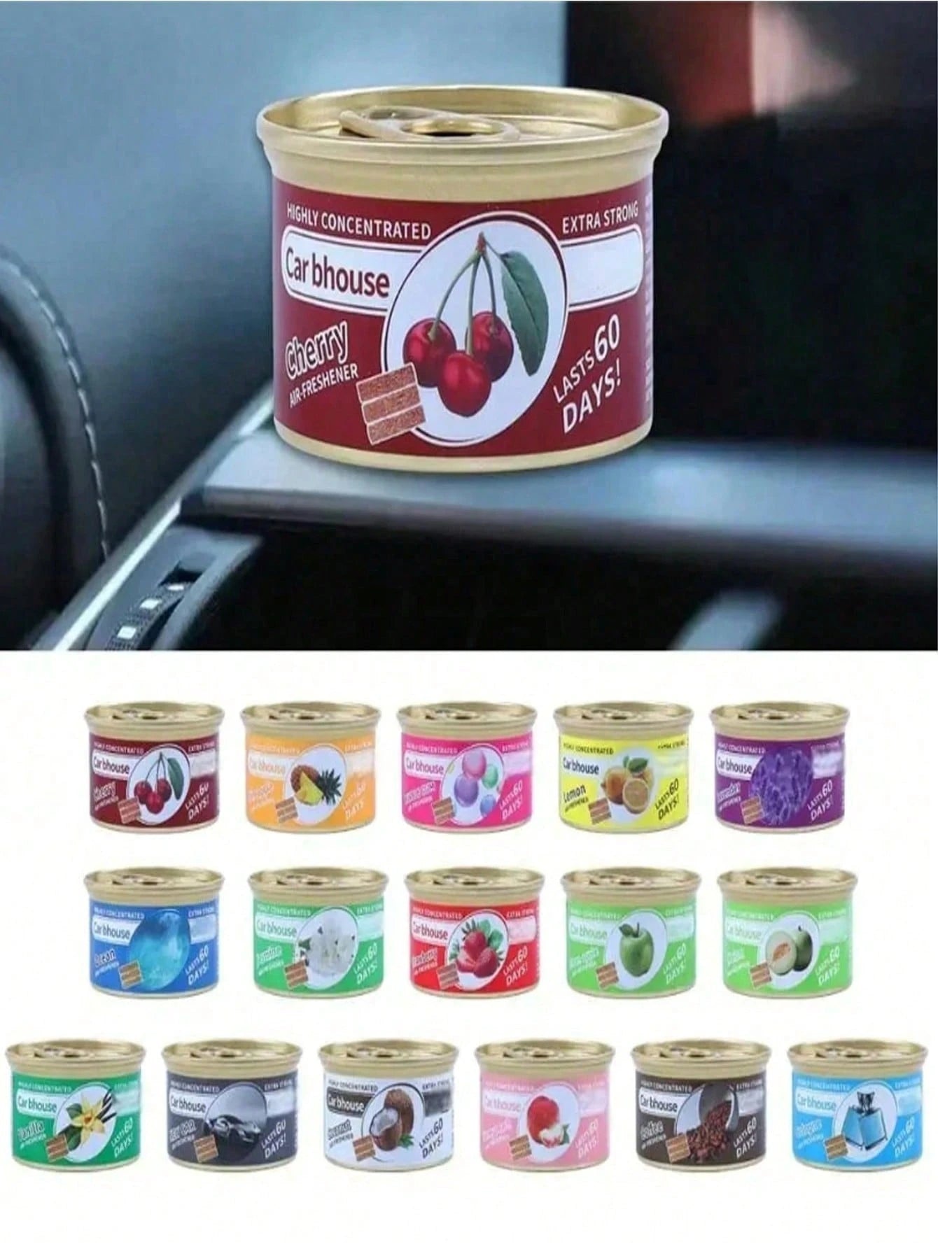 Car Air Freshener Fragrance, Canister With Wooden Blocks, Long-Lasting Scent, Bubble Gum Fragrance, Suitable For Car, Home And Office, Effective Within 60 Days After Opening