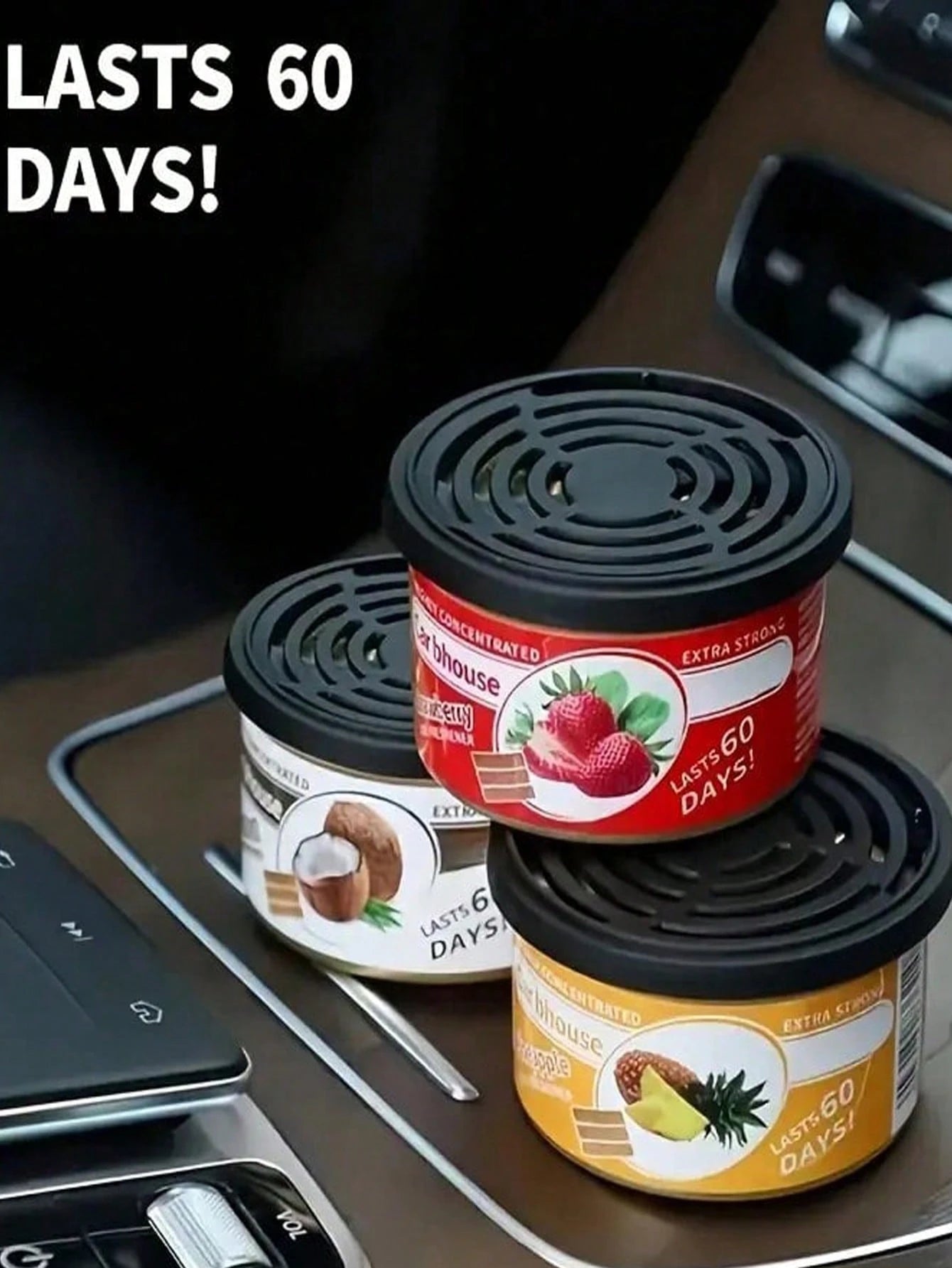 Car Air Freshener Fragrance, Canister With Wooden Blocks, Long-Lasting Scent, Bubble Gum Fragrance, Suitable For Car, Home And Office, Effective Within 60 Days After Opening