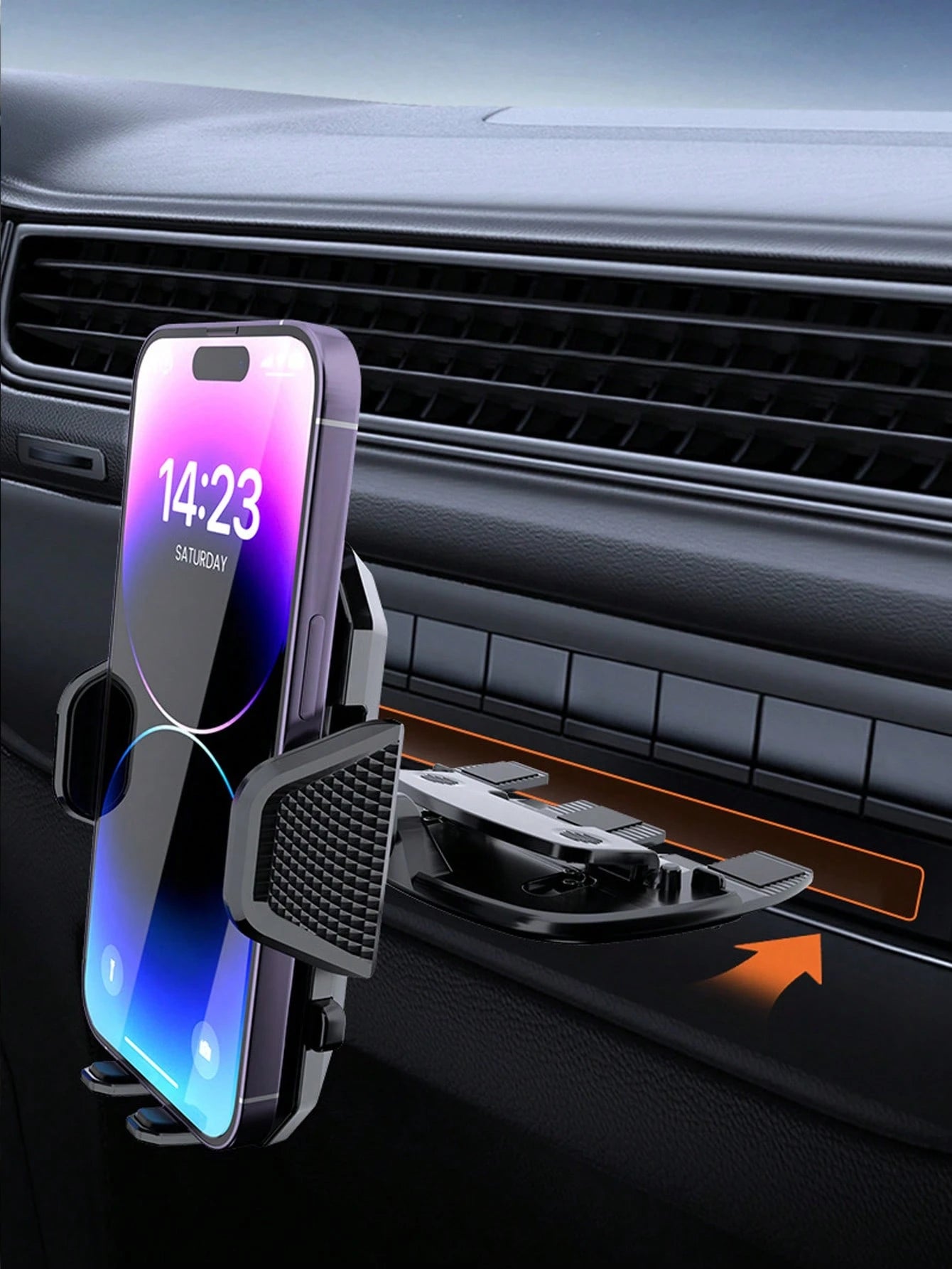 Car CD Slot Phone Holder- Auto-Lock Holder, 360° Rotation, No Drilling Required, Anti-Slip Design, Fits 4.0-6.7 Inch Smartphones, Compatible With All Smartphones, Car Dashboard Accessory