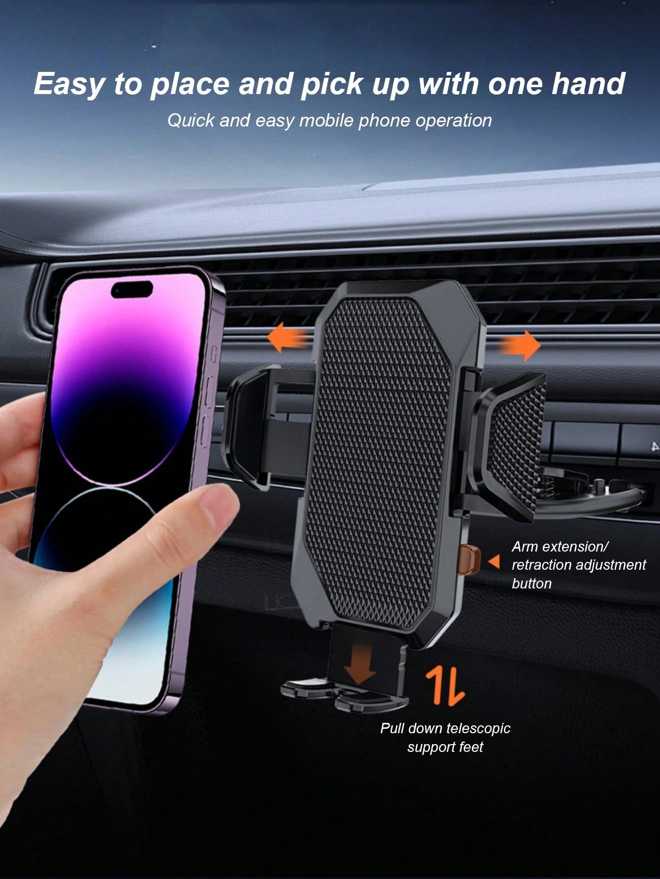Car CD Slot Phone Holder- Auto-Lock Holder, 360° Rotation, No Drilling Required, Anti-Slip Design, Fits 4.0-6.7 Inch Smartphones, Compatible With All Smartphones, Car Dashboard Accessory