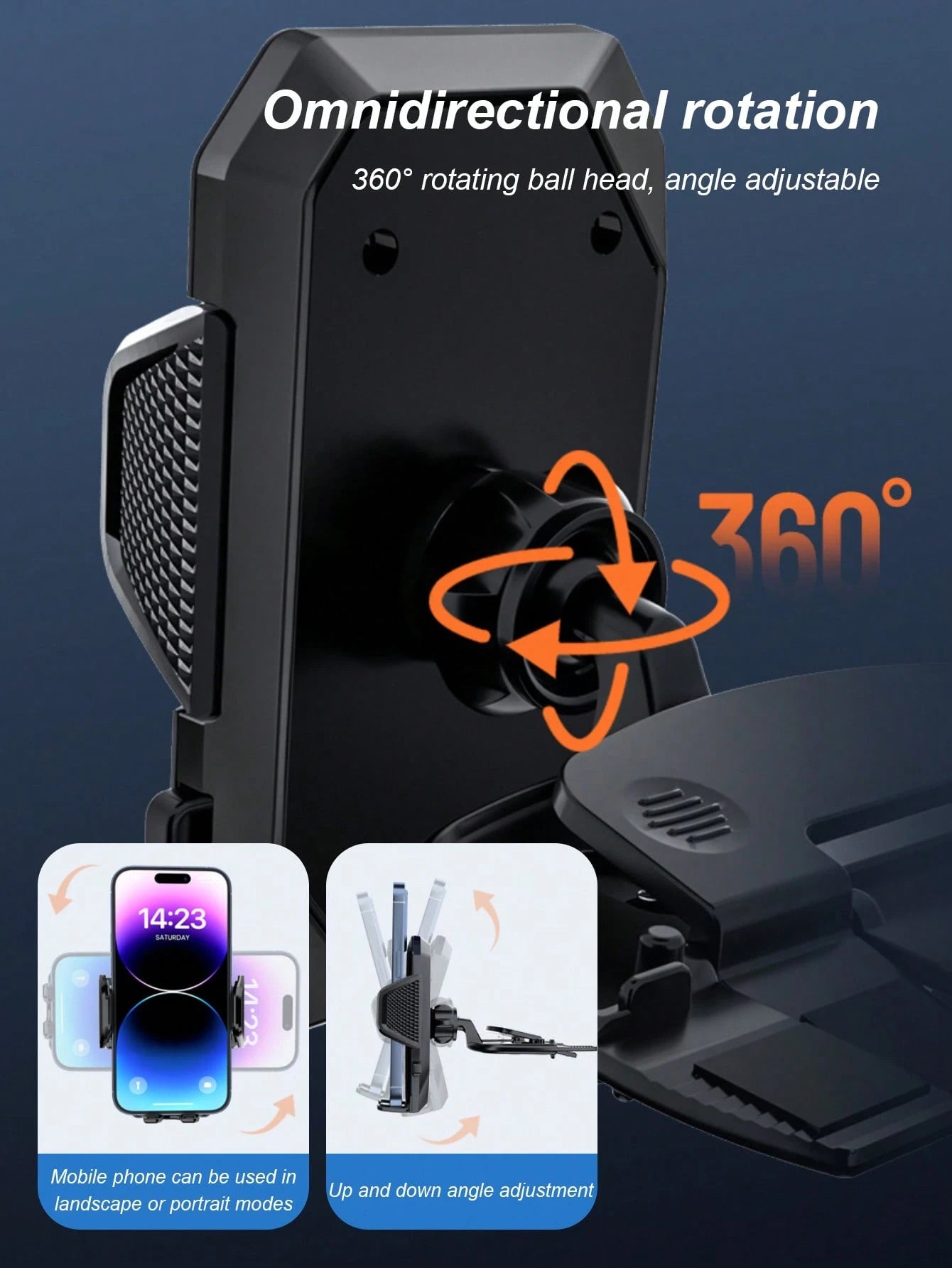 Car CD Slot Phone Holder- Auto-Lock Holder, 360° Rotation, No Drilling Required, Anti-Slip Design, Fits 4.0-6.7 Inch Smartphones, Compatible With All Smartphones, Car Dashboard Accessory