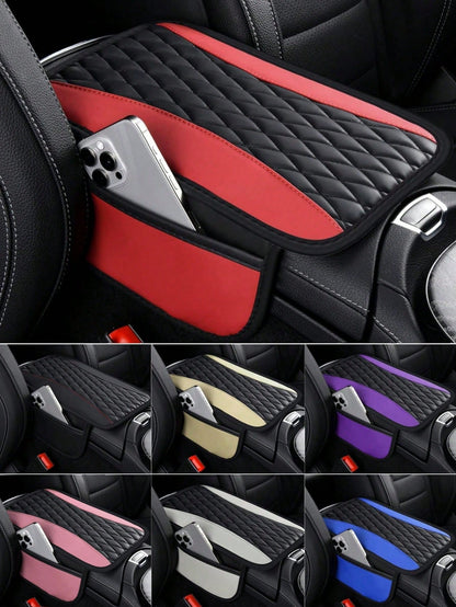 Car Center Console Cover With Side Storage Pockets, Universal Waterproof Armrest Box Cover, Comfortable Car Interior Decor Accessory, Fits Most Cars, Vehicles, SUVs, Car Interior Protection Accessory