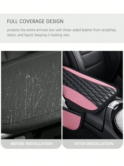 Car Center Console Cover With Side Storage Pockets, Universal Waterproof Armrest Box Cover, Comfortable Car Interior Decor Accessory, Fits Most Cars, Vehicles, SUVs, Car Interior Protection Accessory