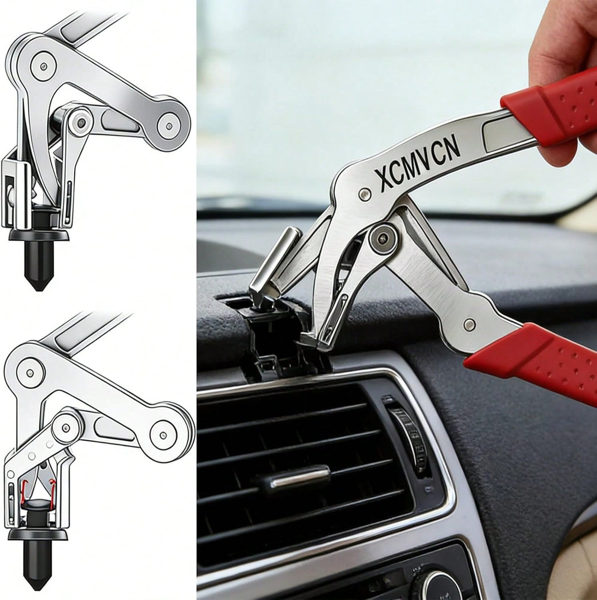 Car Clip Pliers, Spring-Loaded Panel Clip Removal Pliers Tool, Professional Automotive Plastic Fastener Remover For Door Panels, Interior &Amp; Exterior Trim, Push Pin &Amp; Rivet Disassembly Without