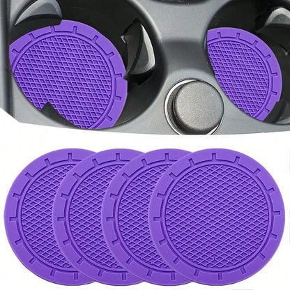 Car Cup Holder Coaster, 4 Pack 2.75 Inch Diameter PVC Non-Slip Universal Insert Coaster, Durable, Suitable For Most Car Interior, Car A