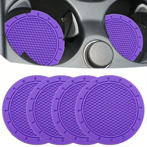 Car Cup Holder Coaster, 4 Pack 2.75 Inch Diameter PVC Non-Slip Universal Insert Coaster, Durable, Suitable For Most Car Interior, Car A