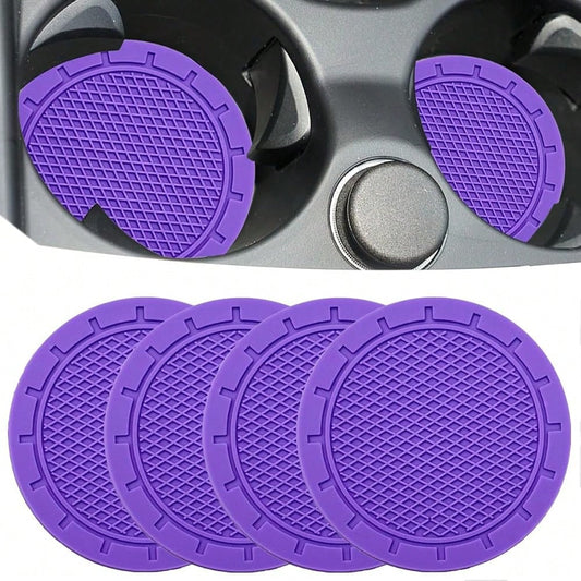 Car Cup Holder Coaster, 4 Pack 2.75 Inch Diameter PVC Non-Slip Universal Insert Coaster, Durable, Suitable For Most Car Interior, Car A